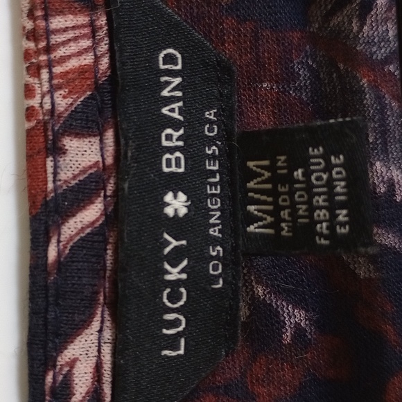 Lucky Brand Floral Print Pleated V Neck Women’s Medium 3/4 Sleeve Blue & Red - Picture 6 of 8